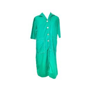 50s/60s Serbin Mod Green Patch Pocket, Collared Shift Dress